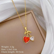 Poppy Gifts Jewellery Cherry Heart Gold Crystal Necklace Cherry Heart Gold Crystal Necklace