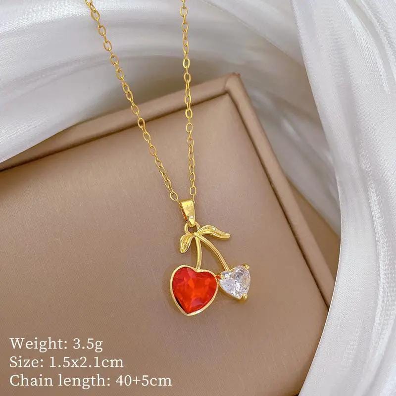 Poppy Gifts Jewellery Cherry Heart Gold Crystal Necklace Cherry Heart Gold Crystal Necklace