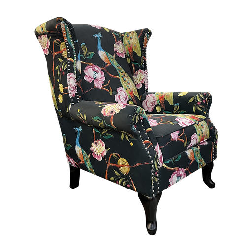 Peacock Wingback Armchair - Black by BroDeals