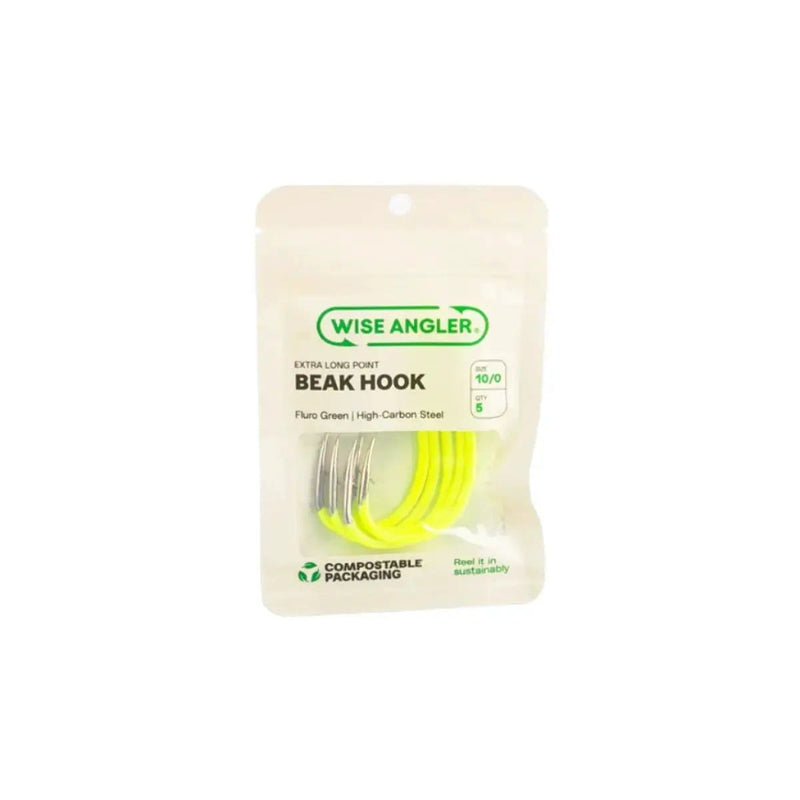 WISE ANGLER Fish hook Beak Hook - Extra Long Point Fluro Green Wise Angler Beak Hook Extra Long Point Fluoro Green