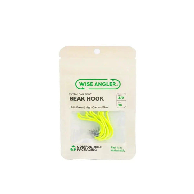 WISE ANGLER Fish hook Beak Hook - Extra Long Point Fluro Green Wise Angler Beak Hook Extra Long Point Fluoro Green