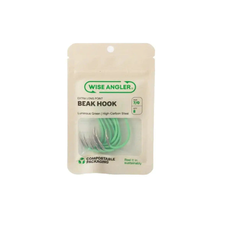 WISE ANGLER Fish hook Beak Hook - Extra Long Point / Luminous Green Wise Angler Beak Hook Extra Long Point Luminous Green
