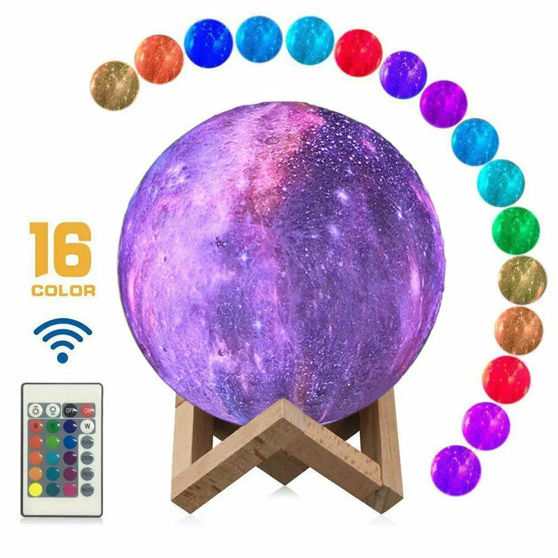 salelink.co.nz Unbranded 3D USB Moon Night Light LED Lamp With 16 Color Options 3D USB Moon Night Light With 16 Color Options