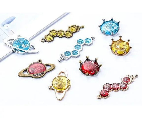 Metal Frame for Pendant - Planet / Honeycomb for Resin Jewelry Making Jewellery Blanks – view 2