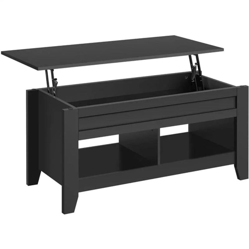 Shaker Design Lift Top Coffee Table w/Storage & 2 Open Shelves – view 1