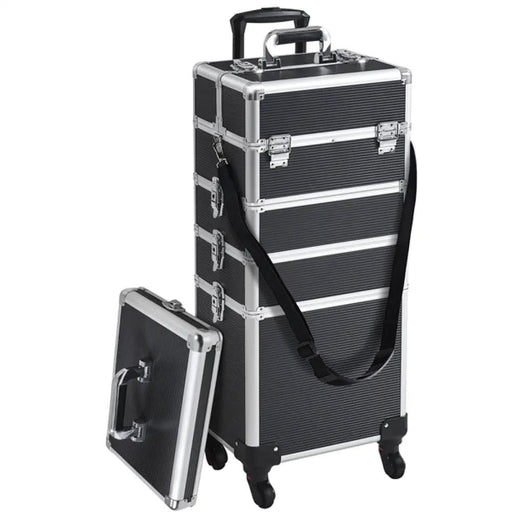 5-In-1 Professional Aluminum Rolling Cosmetic Makeup Train Cases Trolley – view 1
