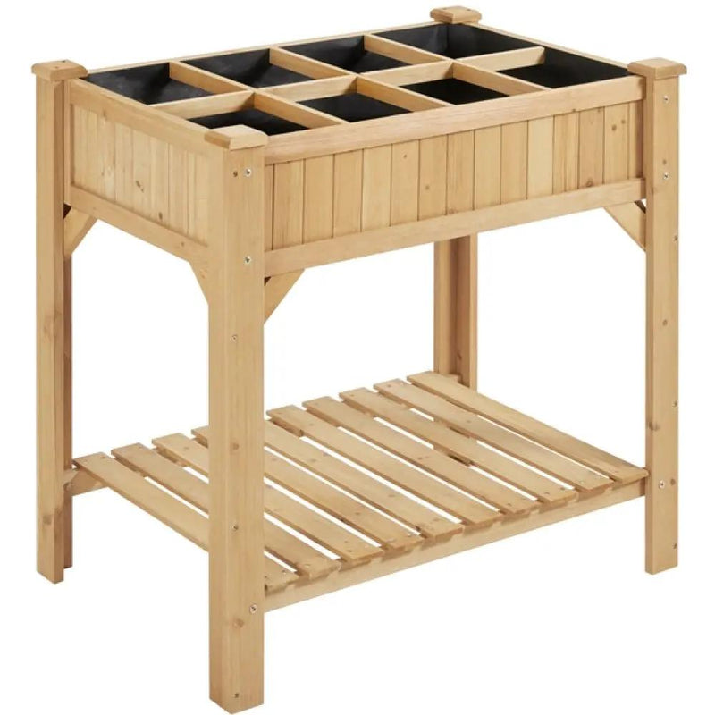 Yaheetech 8-Pocket Wood Elevated Garden Planter with Fabric Liner 8-Pocket Wood Elevated Garden Planter with Fabric Liner