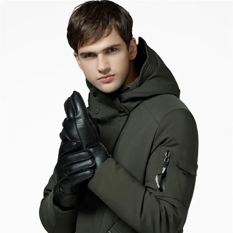 Men's Sheepskin Leather Gloves — Warm Lined | Black, Blue, Khaki & Yellow – view 7