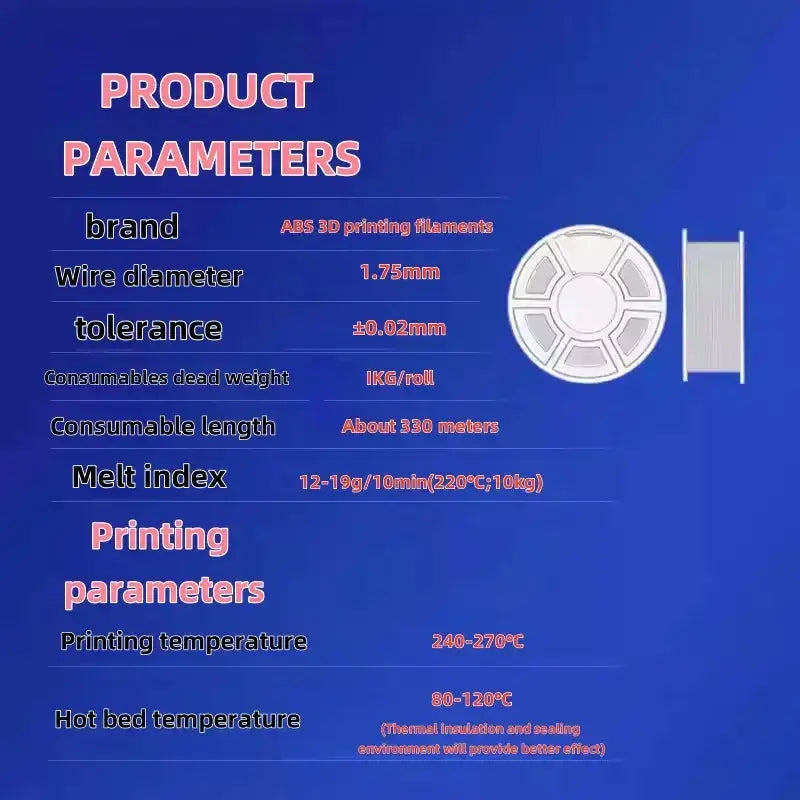 ABS 3D Printer Filament 1.75mm (1kg) (available in different colours) – view 3
