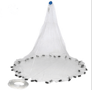 5FT Radius 2 inch White Cast Net USA Style displayed with durable netting and weights for effective fishing.