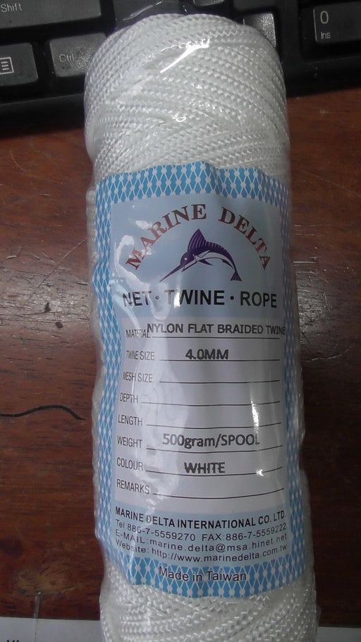 Action Fishing Nets General 500gram Spool 4.0mm White Nylon Flat Braid Action Fishing Nets 4.0mm White Nylon Flat Braid