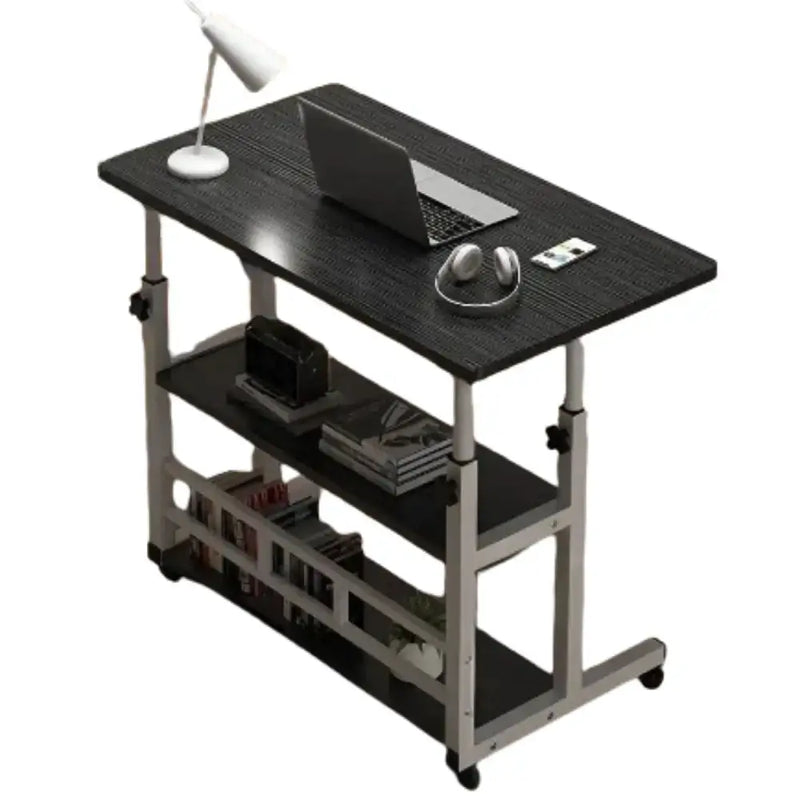 Adjustable Folding Desk with Storage Shelf & Wheels (Black & White) – view 1