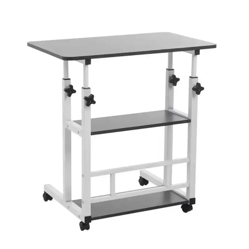 Adjustable Folding Desk with Storage Shelf & Wheels (Black & White) – view 10