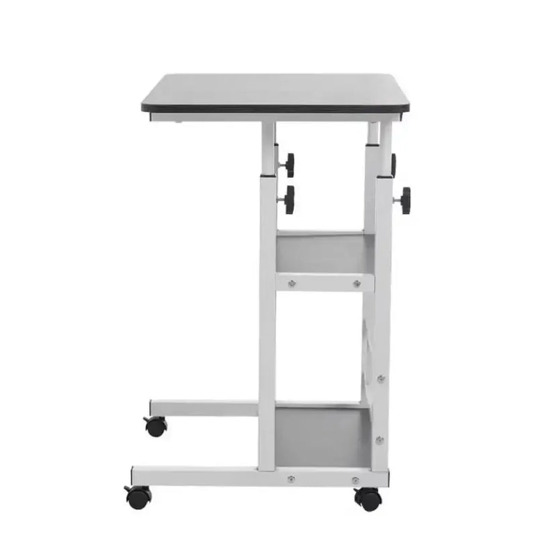 Adjustable Folding Desk with Storage Shelf & Wheels (Black & White) – view 8
