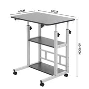 Adjustable Folding Desk with Storage Shelf & Wheels (Black & White) – view 9