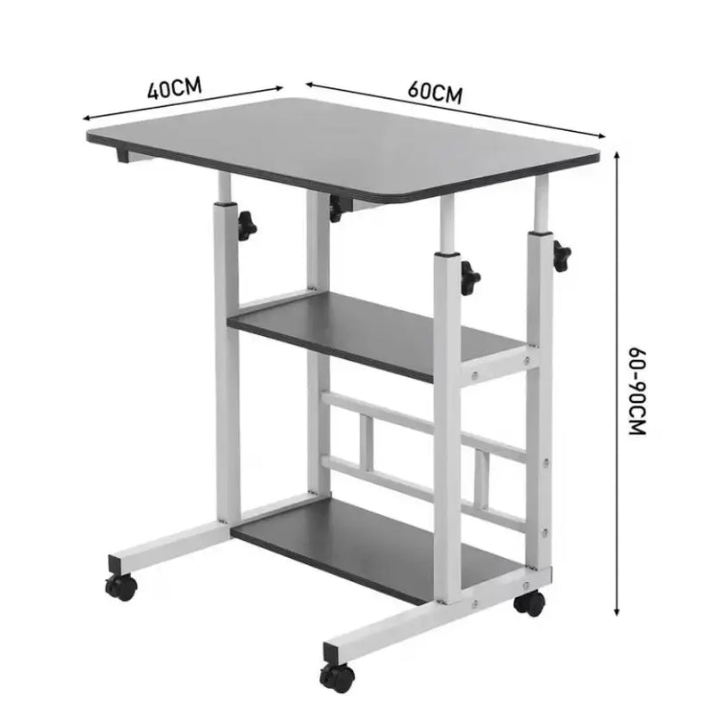 Adjustable Folding Desk with Storage Shelf & Wheels (Black & White) – view 9