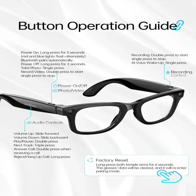 Habicare 9eight5 AI Smart Glasses with 5MP Camera & Bluetooth AI Smart Glasses with 5MP Camera & Bluetooth