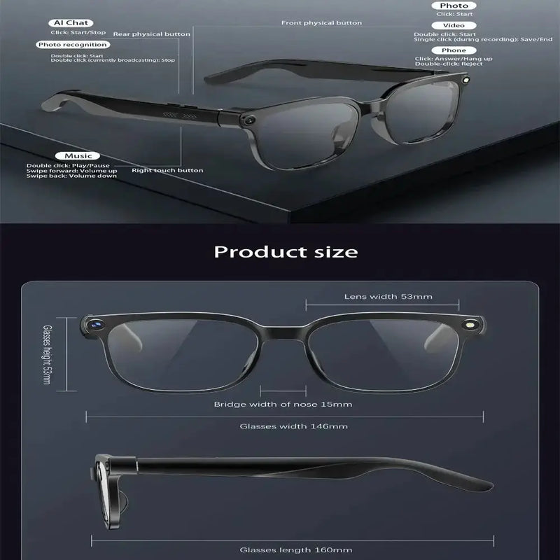 Habicare 9eight5 AI Smart Glasses with 8MP Camera & Bluetooth Audio AI Smart Glasses with 8MP Camera & Bluetooth Audio