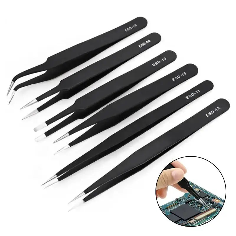 Anti-Static ESD Stainless Steel Curved Tweezers (6 different types available) – view 2