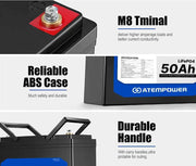 12V 50Ah Lithium Battery LiFePO4 Deep Cycle Marine 4WD Replace AGM – view 9