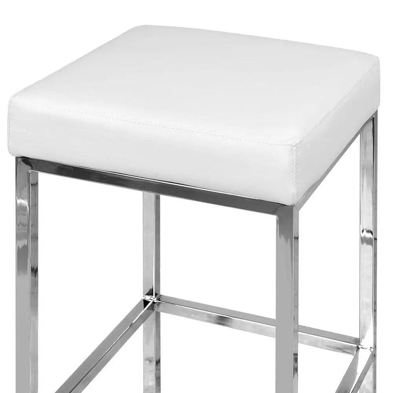 Artiss 2x Bar Stools Leather Padded Metal White – view 5