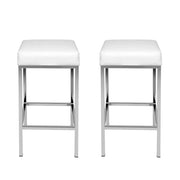 Artiss 2x Bar Stools Leather Padded Metal White – view 3