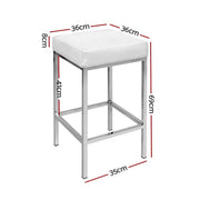 Artiss 2x Bar Stools Leather Padded Metal White – view 2