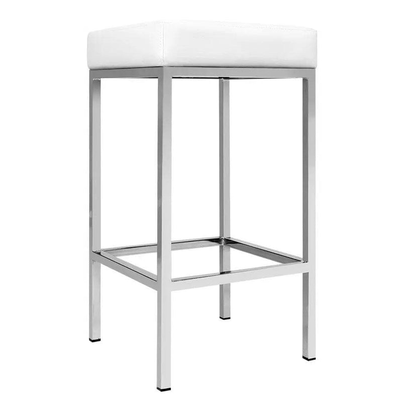 Artiss 2x Bar Stools Leather Padded Metal White – view 4