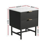 Artiss Bedside Table 2 Drawers - Black – view 2