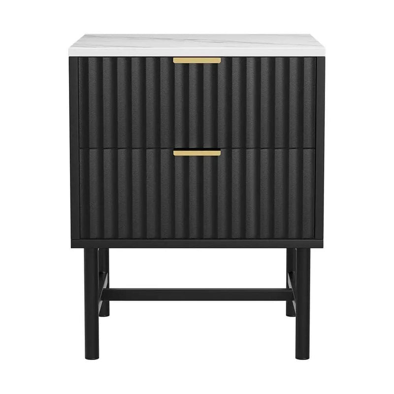 Artiss Bedside Table 2 Drawers - Black – view 3