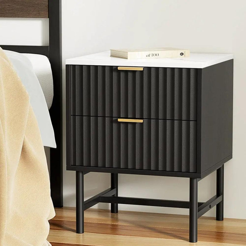 Artiss Bedside Table 2 Drawers - Black – view 6