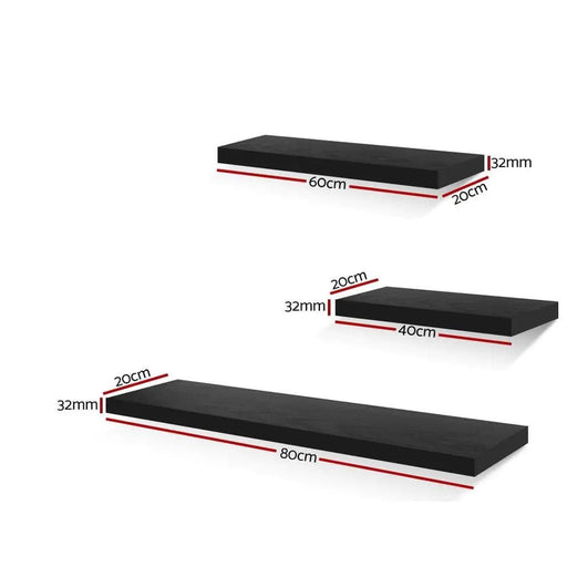 SportZone.co.nz Home & Garden > Storage Artiss Floating Wall Shelf Set of 3 Black Artiss Floating Wall Shelf Set of 3 Black