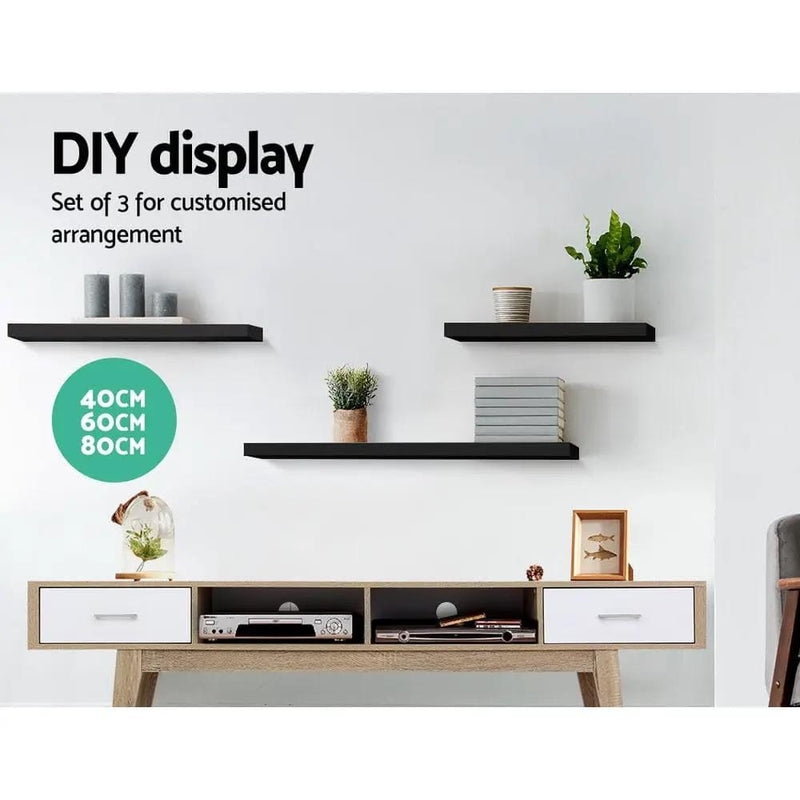 SportZone.co.nz Home & Garden > Storage Artiss Floating Wall Shelf Set of 3 Black Artiss Floating Wall Shelf Set of 3 Black