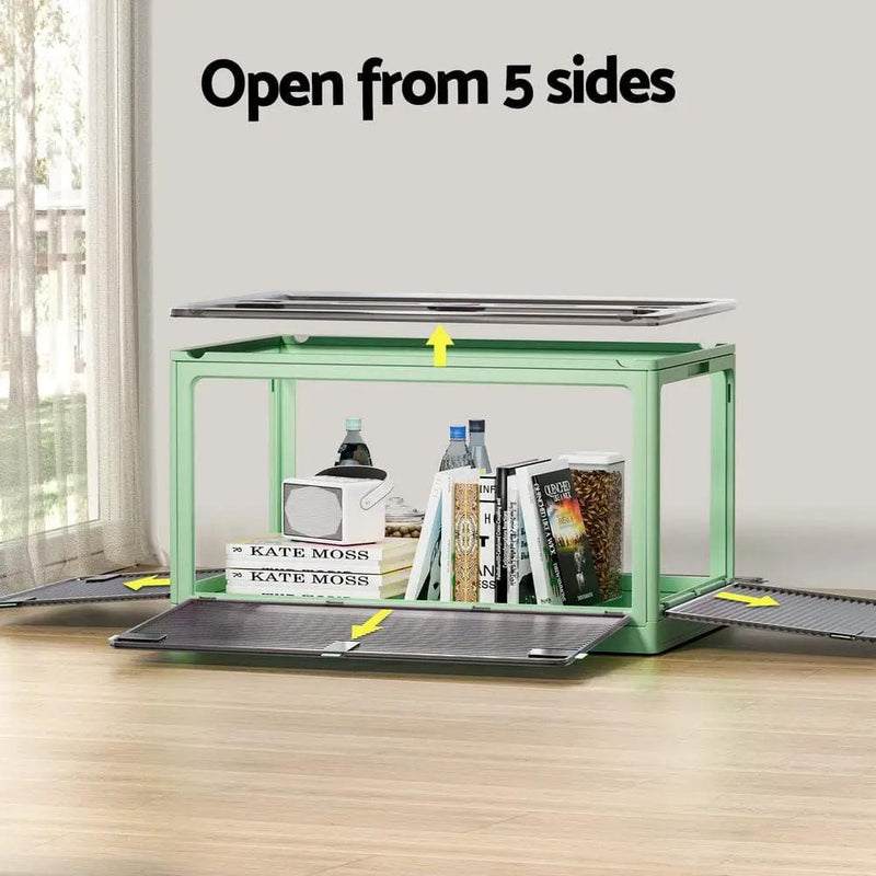 Artiss Storage Box Container Foldable Stackable 5 Sides Open Transparent 140L – view 4