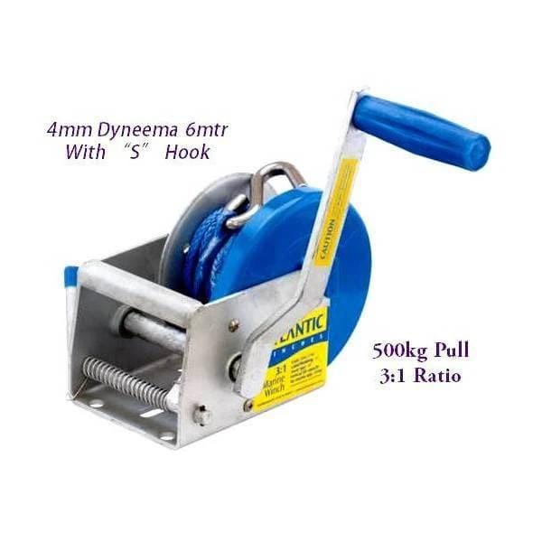 Atlantic 500kg Light Trailer Winch With Dyneema Rope For Boats And Jet Skis Durable Marine Grade Construction