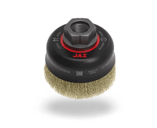 Az Cup Brush High Speed 75mm x 22mm x 0.3mm M14 x 2 Stainless Steel Deburring and Cleaning Tool for Mini Grinders