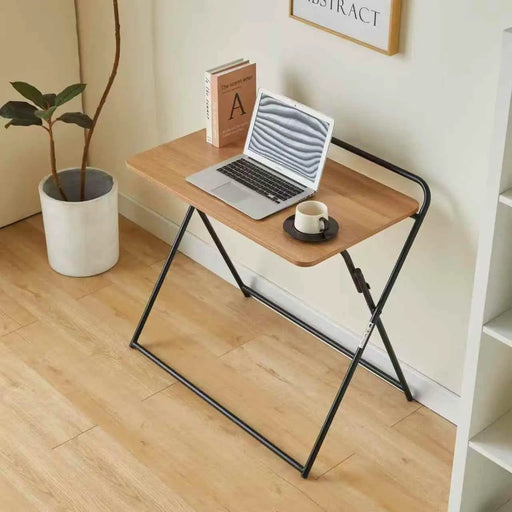 sue-e furniture Computer Desk Amber Folding Desk Black Frame with Walnut Desktop Amber Folding Desk Black Frame with Walnut Desktop
