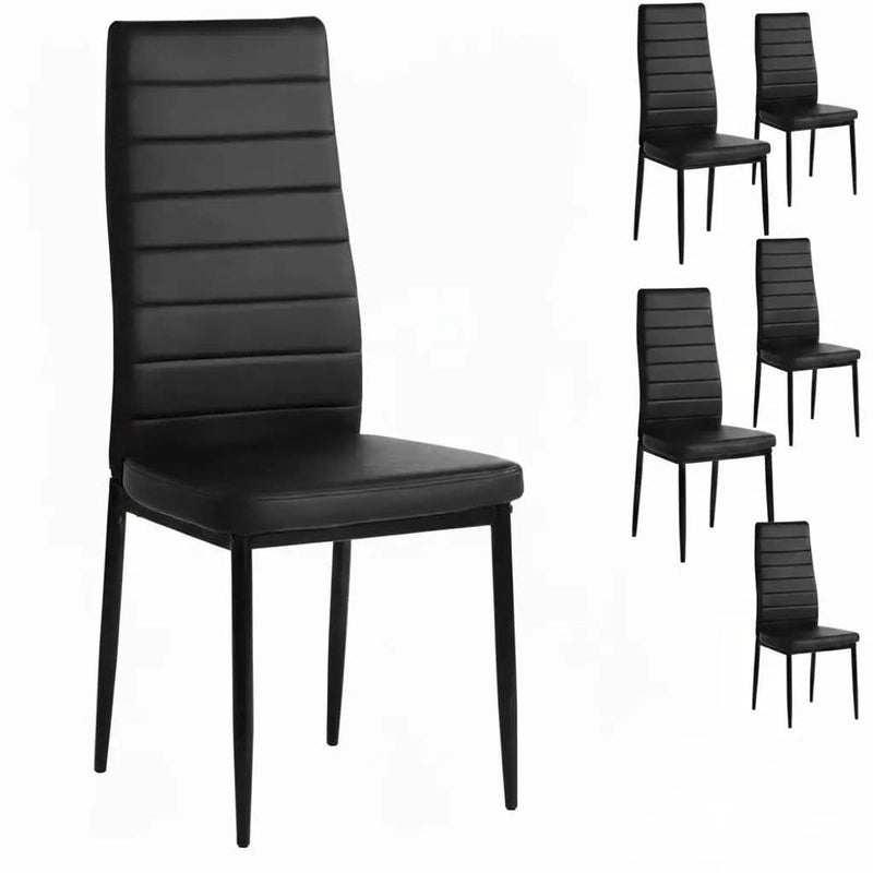 sue-e furniture Dining chairs Buxton Black PU Leather Dining Chair Set of 6 Buxton Black PU Leather Dining Chair Set of 6