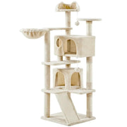 Cat Tree Condo Kitten Tree Tower w/ 2 Condos & Dangling Ball & Round Platform & Ladder – view 1