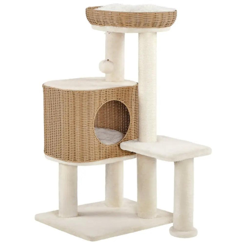 Yaheetech 36″ Tall Rattan Cat Tree Cat House Cat Tower 36″ Tall Rattan Cat Tree Cat House Cat Tower