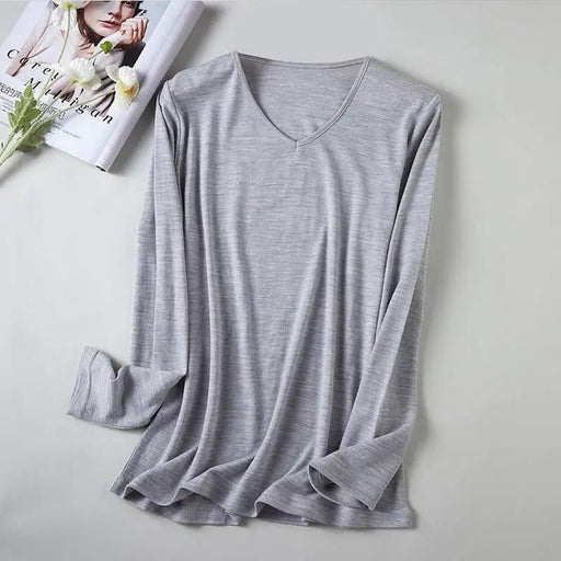 Women's V-Neck Merino Wool Thermal Base Layer - Slim Fit Long Sleeve | Winter Layering – view 2
