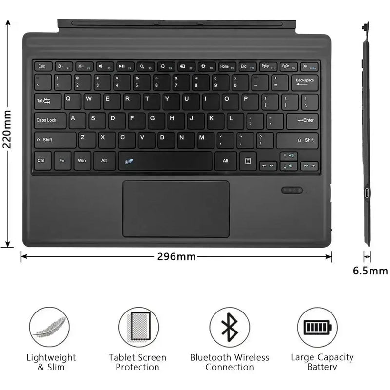 Habicare Backlit Bluetooth Keyboard Type Cover for Microsoft Surface Pro 3–7+ (12.3") & Pro 8–11/X (13") Backlit Bluetooth Keyboard Type Cover for Microsoft Surface Pro 3–7+ (12.3") & Pro 8–11/X (13")