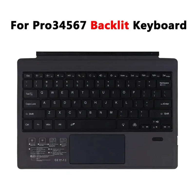 Habicare Backlit Bluetooth Keyboard Type Cover for Microsoft Surface Pro 3–7+ (12.3") & Pro 8–11/X (13") Backlit Bluetooth Keyboard Type Cover for Microsoft Surface Pro 3–7+ (12.3") & Pro 8–11/X (13")