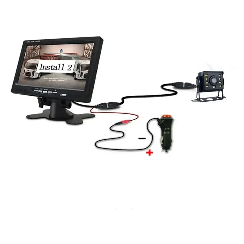 Backup Reverse Camera with 7" LCD Monitor – Easy Install 12V/24V CVBS – view 2