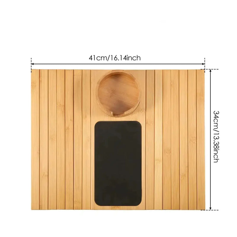 Habicare Foldable Bamboo Sofa Armrest Tray with Cup Holder Foldable Bamboo Sofa Armrest Tray with Cup Holder