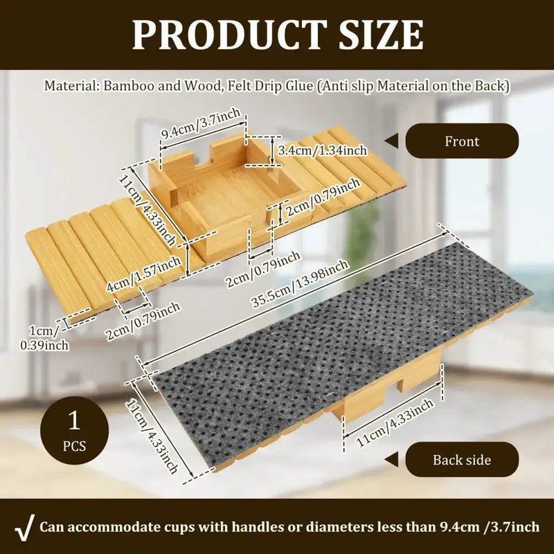 Habicare Foldable Bamboo Sofa Armrest Tray with Cup Holder Foldable Bamboo Sofa Armrest Tray with Cup Holder