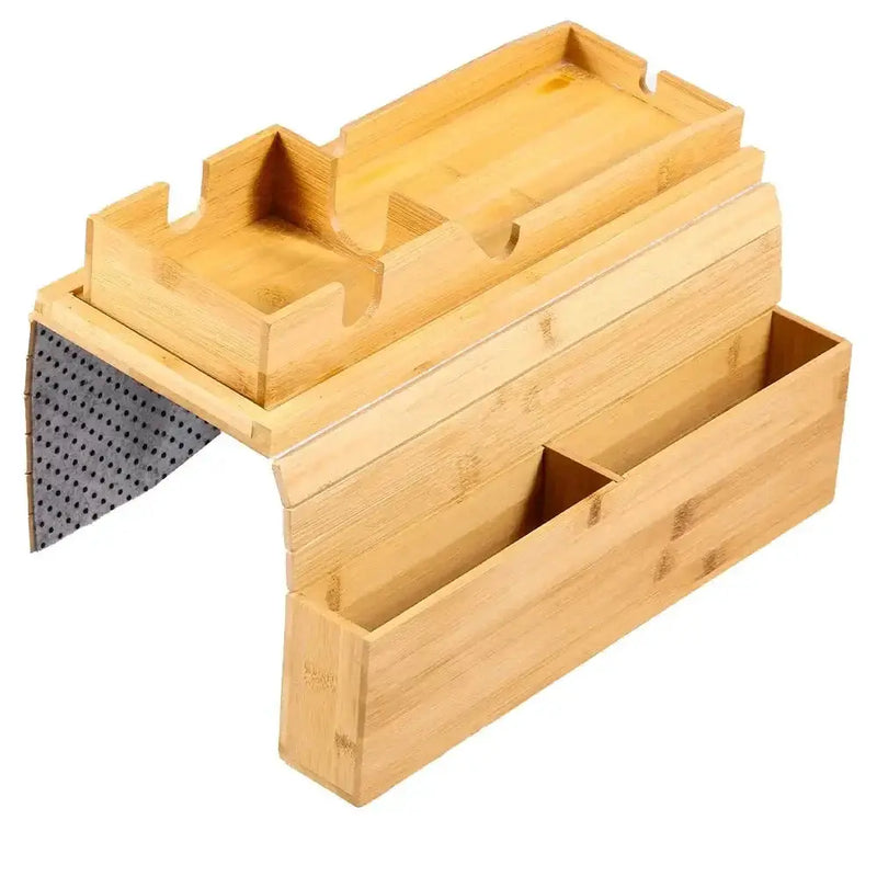 Habicare Foldable Bamboo Sofa Armrest Tray with Cup Holder Foldable Bamboo Sofa Armrest Tray with Cup Holder