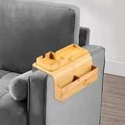 Habicare Foldable Bamboo Sofa Armrest Tray with Cup Holder Foldable Bamboo Sofa Armrest Tray with Cup Holder