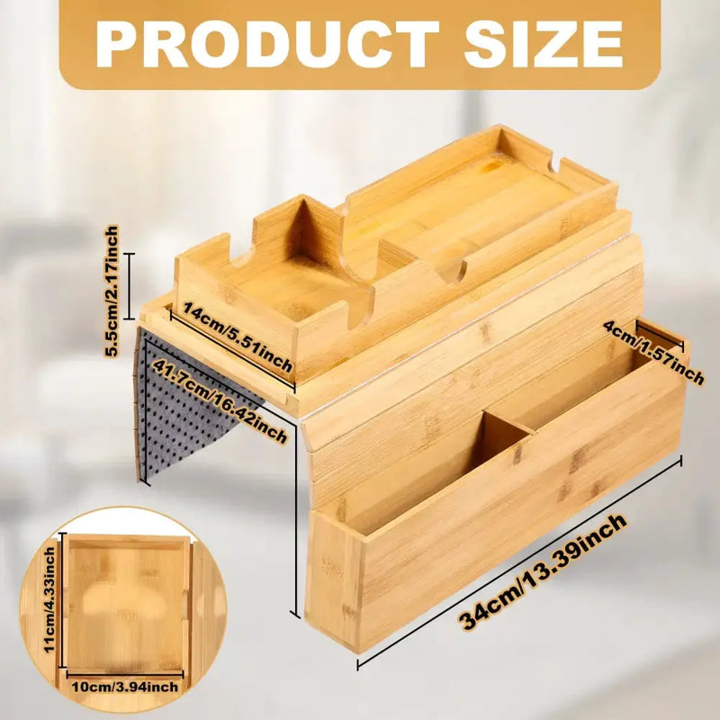 Habicare Foldable Bamboo Sofa Armrest Tray with Cup Holder Foldable Bamboo Sofa Armrest Tray with Cup Holder