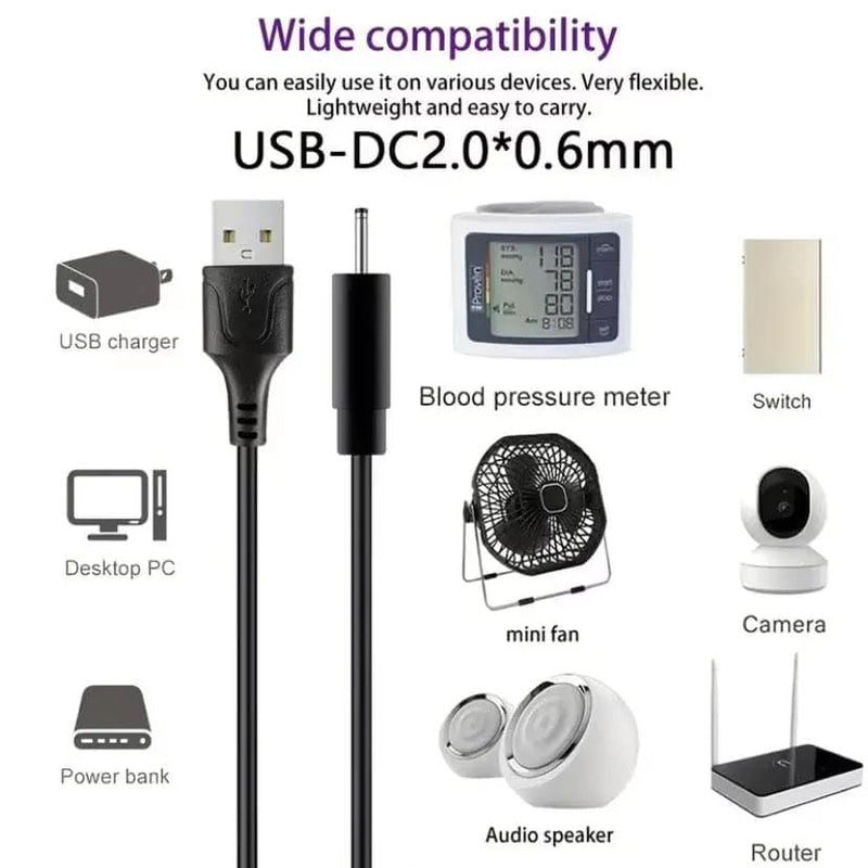 Barrel Jack Power Cable - 2mm x 0.6mm charger (Black) 1m – view 3